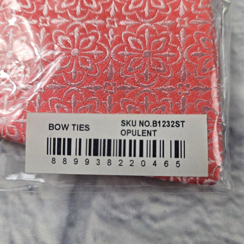 NWT The Tie Bar Opulent Silk Bow Tie Coral Jacquard Formal Wedding - Picture 4 of 10